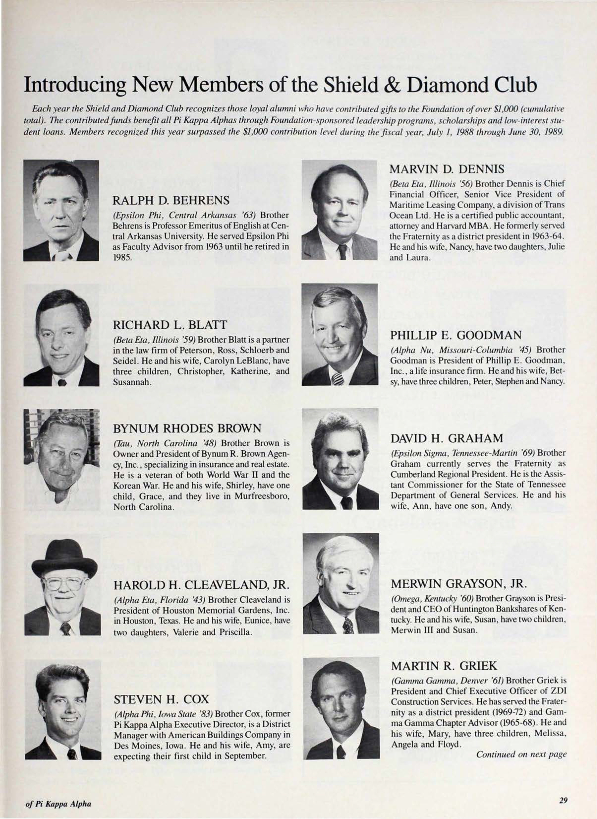 Introducing New Members Of The Shield & Diamond Club